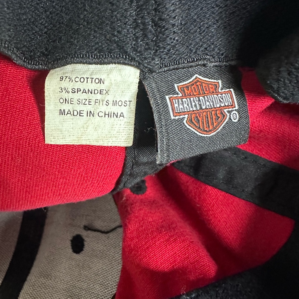 Harley-Davidson Motorcycle Red Black Men Baseball Hat Fitted One Size A-Flex Cap - Picture 6 of 6